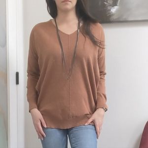 Dreamers V Neck Sweater Burnt Orange Size Small